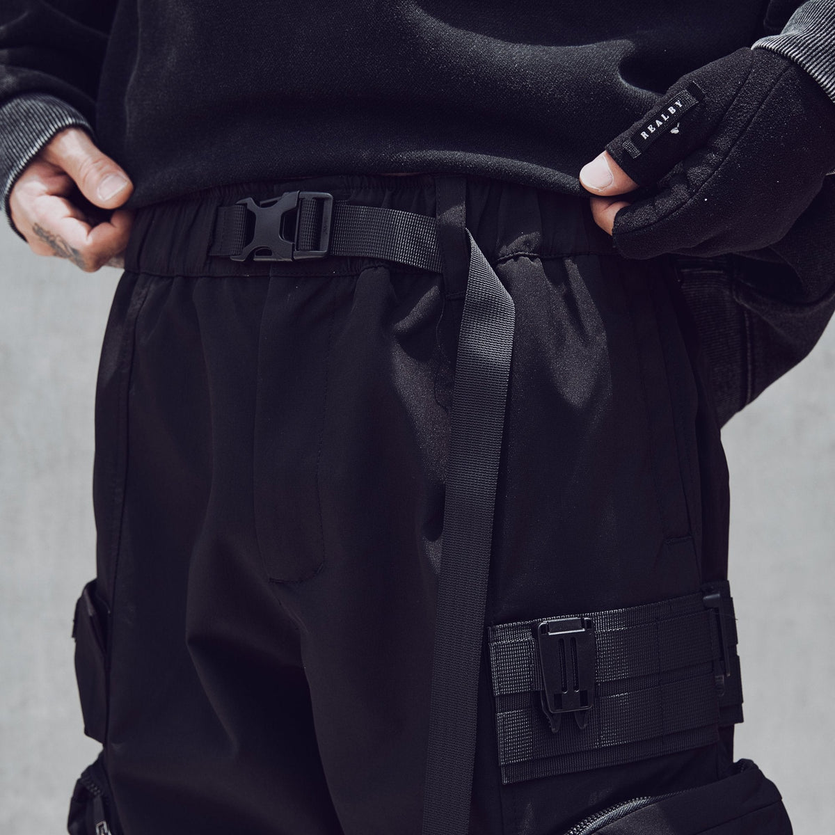 IBP440 Matte Black Paratrooper Joggers