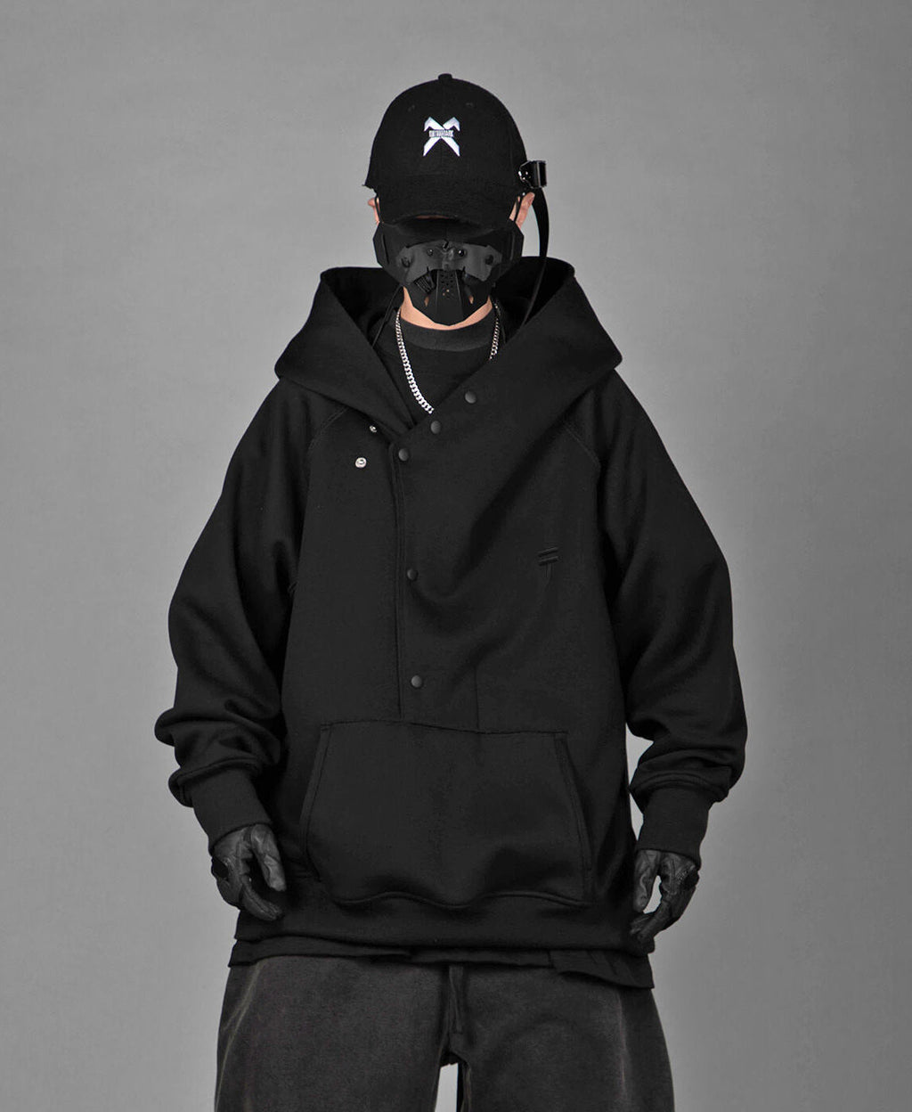 HiH38 Black Layered Hoodie
