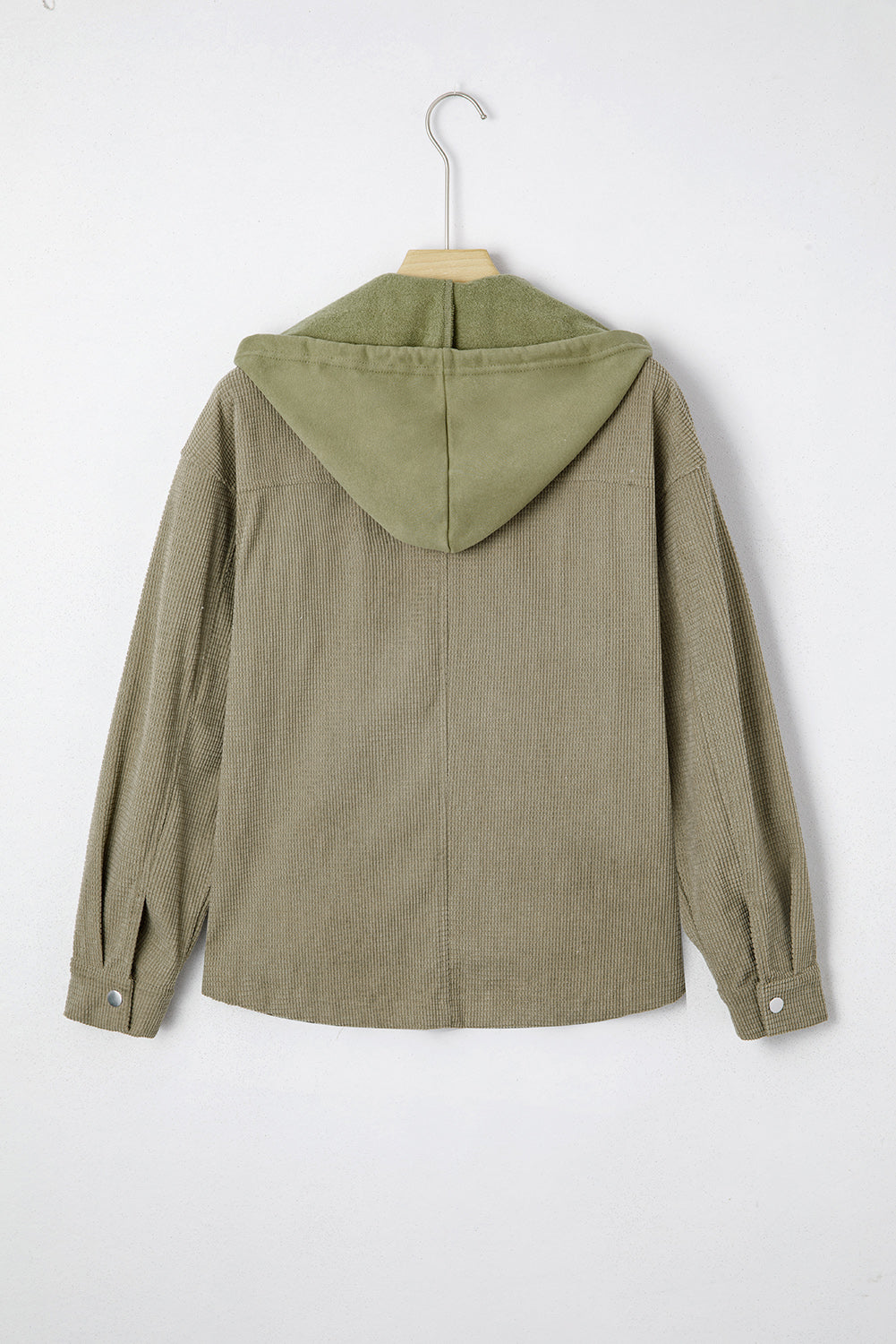 Laurel Green Solid Color Textured Patchwork Flap Pocket Shacket
