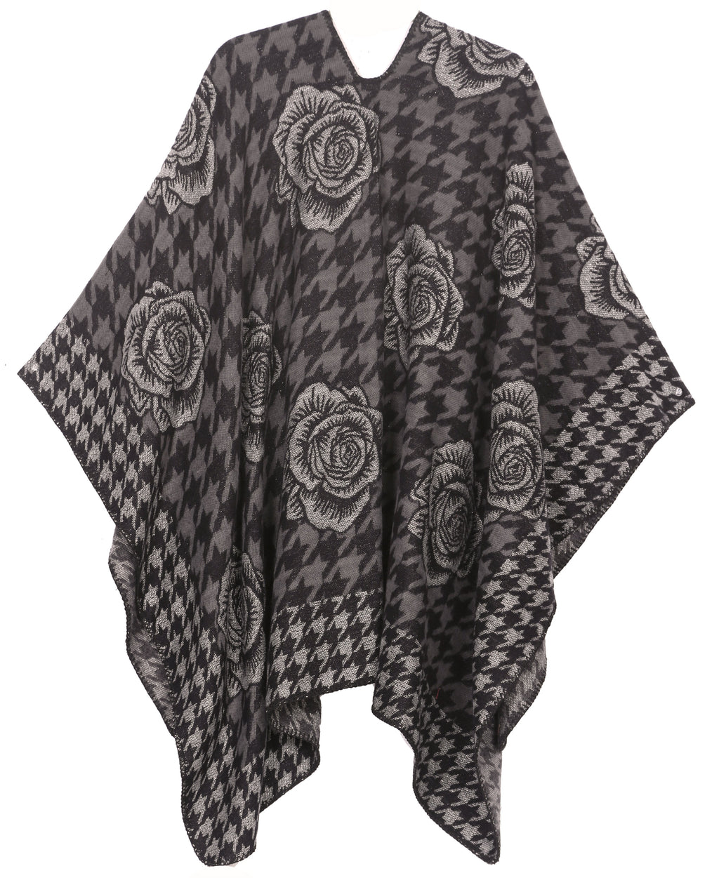 Sakkas Lupe Reversible Patterned Ruana Poncho Wrap Cardigan