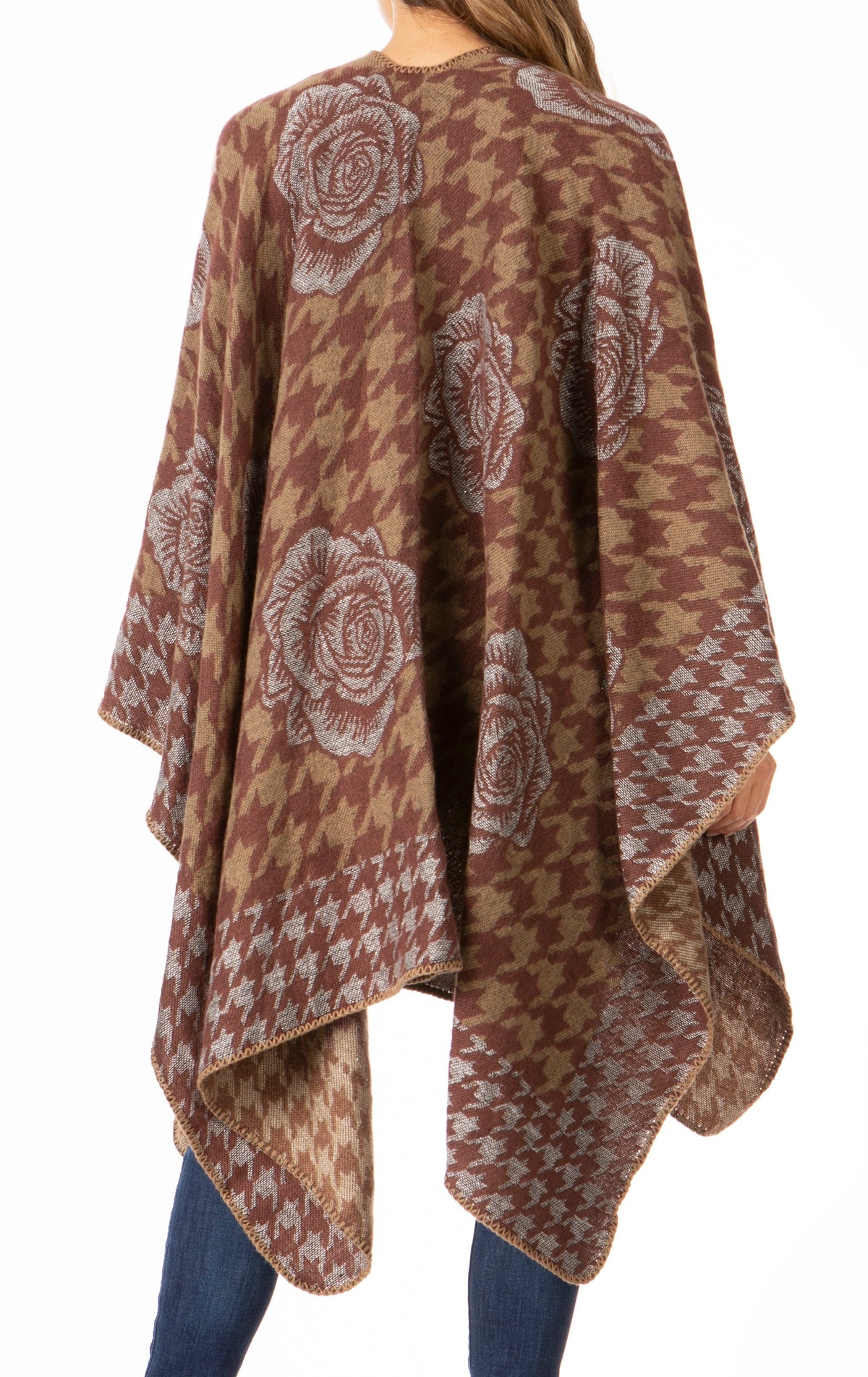 Sakkas Lupe Reversible Patterned Ruana Poncho Wrap Cardigan