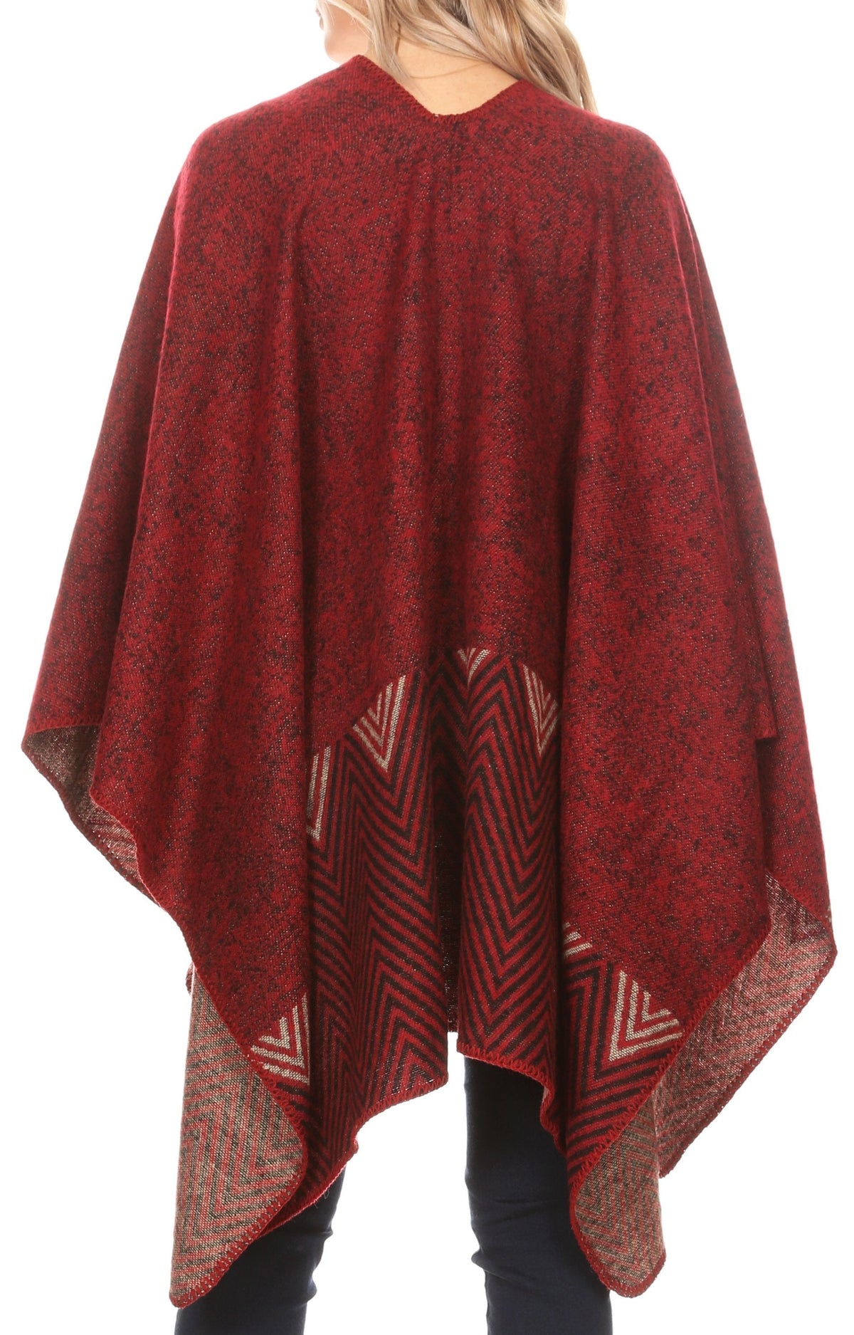 Sakkas Lupe Reversible Patterned Ruana Poncho Wrap Cardigan