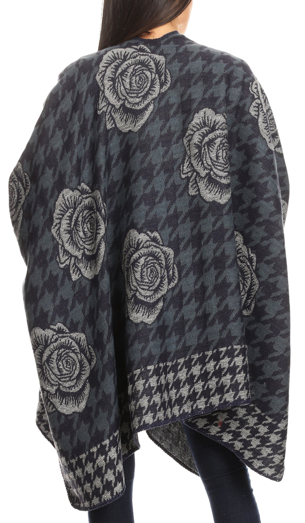 Sakkas Lupe Reversible Patterned Ruana Poncho Wrap Cardigan