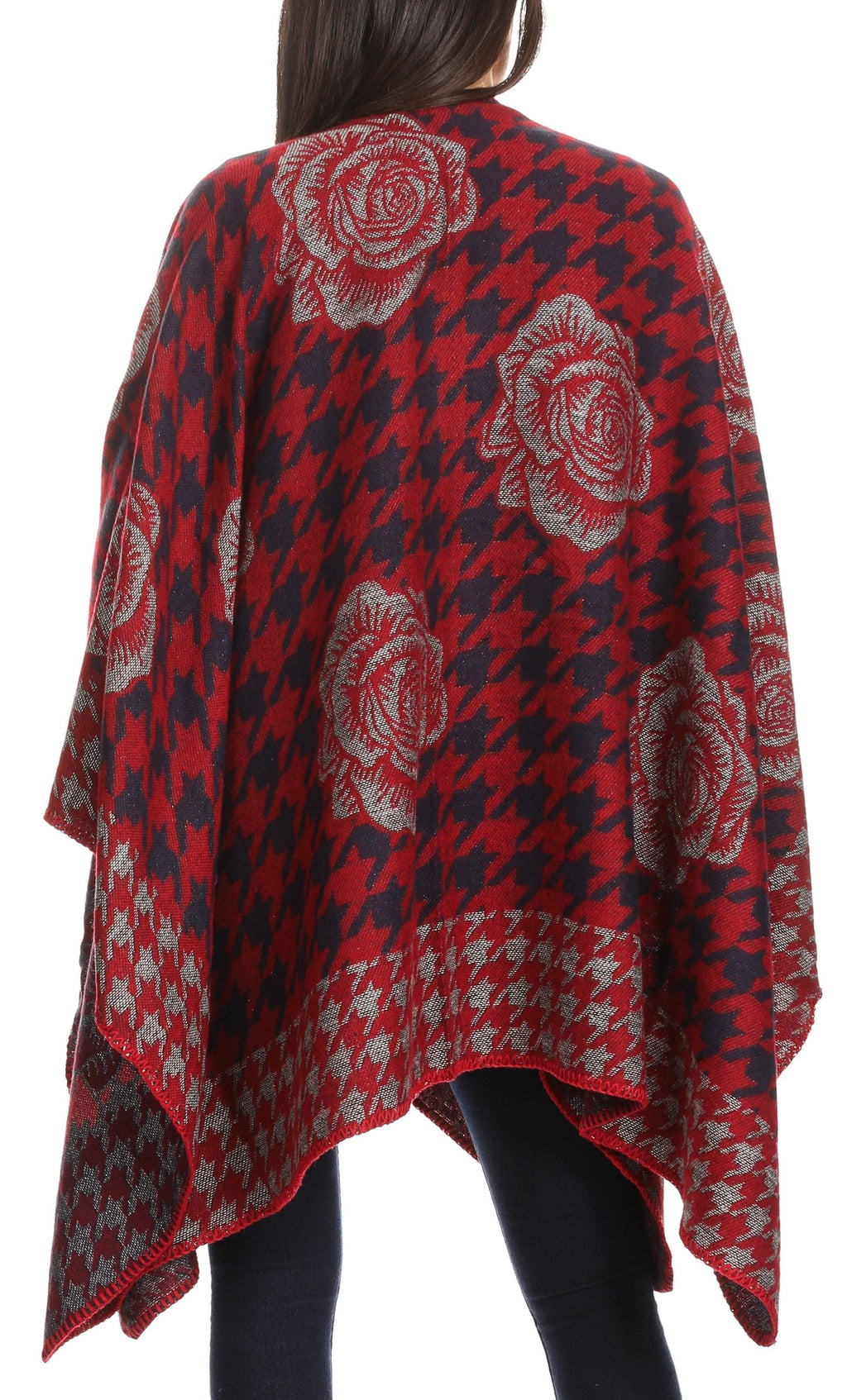 Sakkas Lupe Reversible Patterned Ruana Poncho Wrap Cardigan