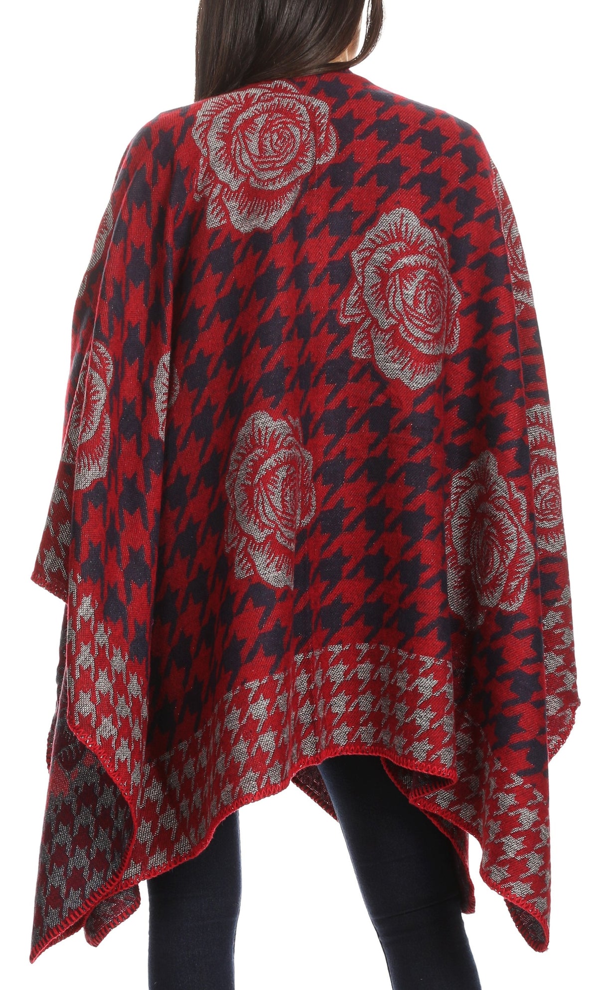 Sakkas Lupe Reversible Patterned Ruana Poncho Wrap Cardigan