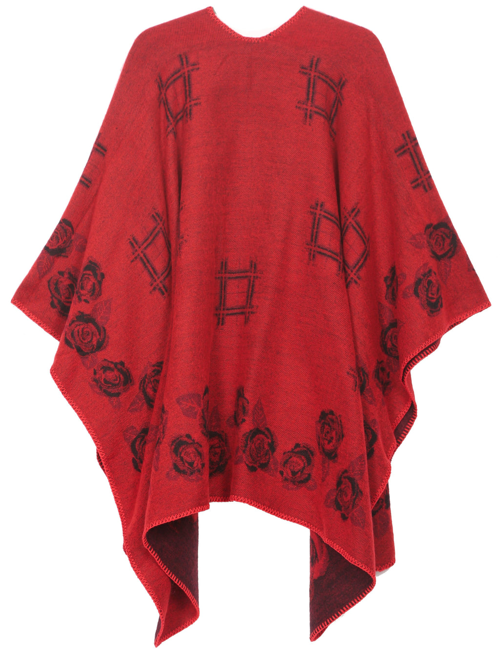 Sakkas Lupe Reversible Patterned Ruana Poncho Wrap Cardigan