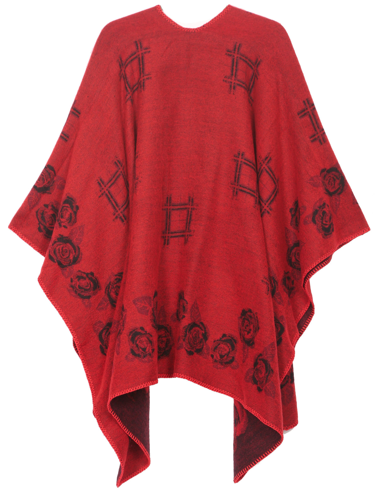 Sakkas Lupe Reversible Patterned Ruana Poncho Wrap Cardigan