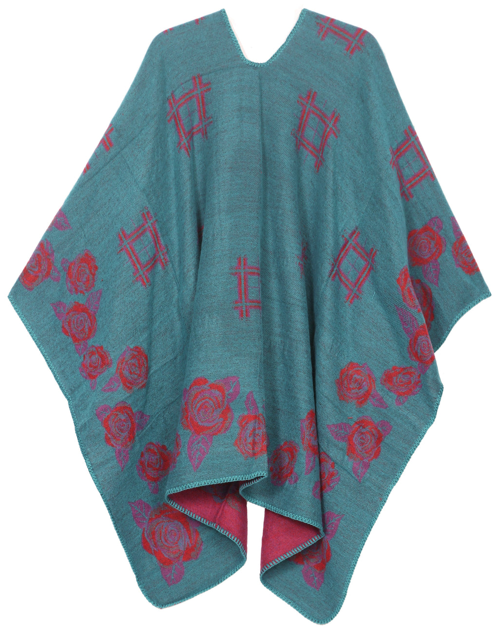 Sakkas Lupe Reversible Patterned Ruana Poncho Wrap Cardigan