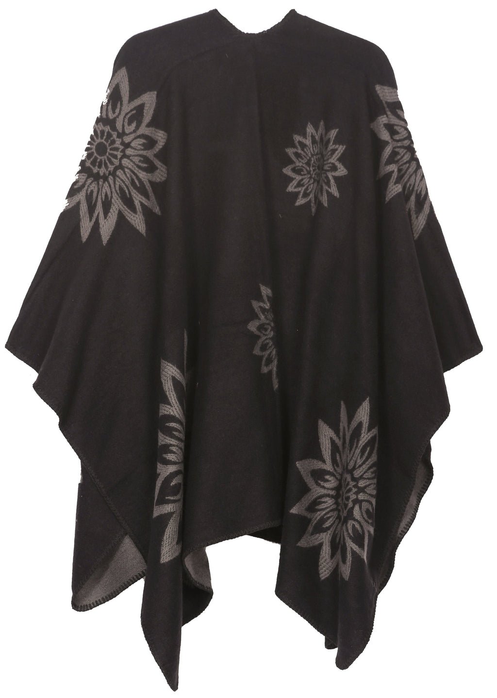 Sakkas Lupe Reversible Patterned Ruana Poncho Wrap Cardigan