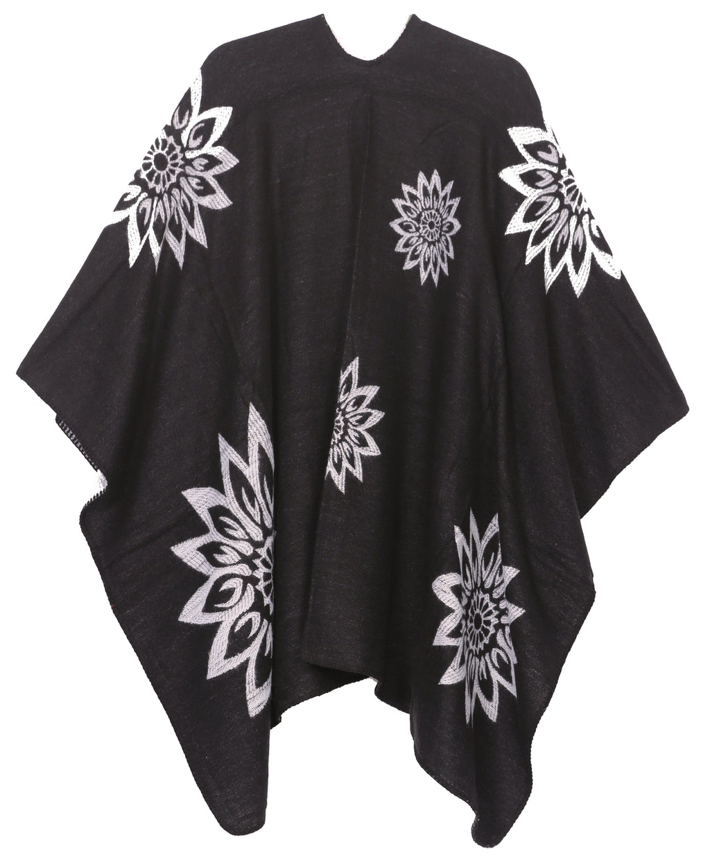 Sakkas Lupe Reversible Patterned Ruana Poncho Wrap Cardigan