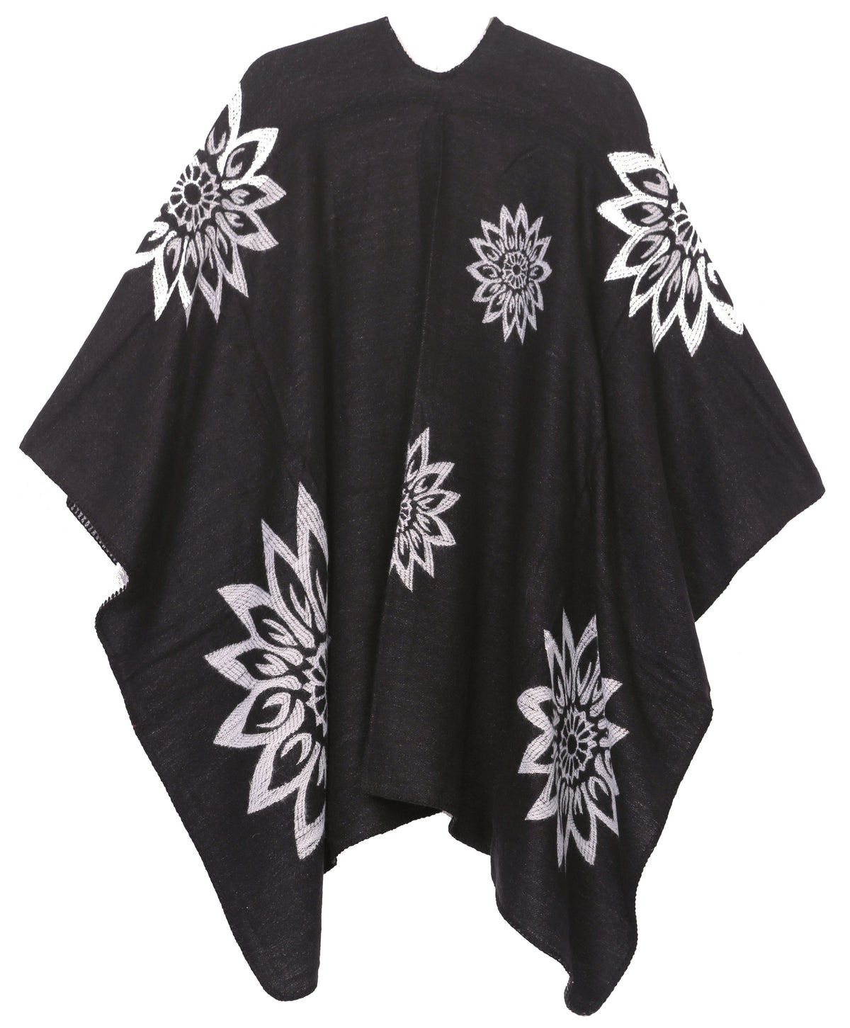 Sakkas Lupe Reversible Patterned Ruana Poncho Wrap Cardigan