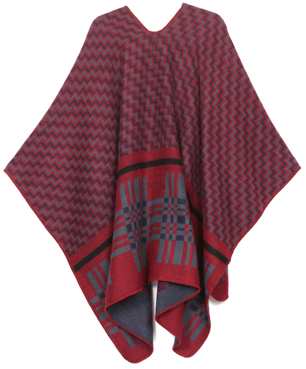 Sakkas Lupe Reversible Patterned Ruana Poncho Wrap Cardigan