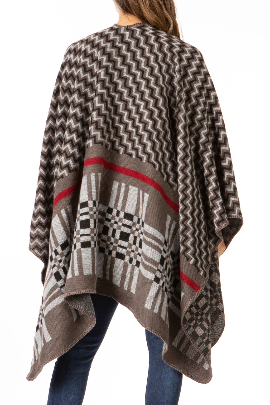 Sakkas Lupe Reversible Patterned Ruana Poncho Wrap Cardigan