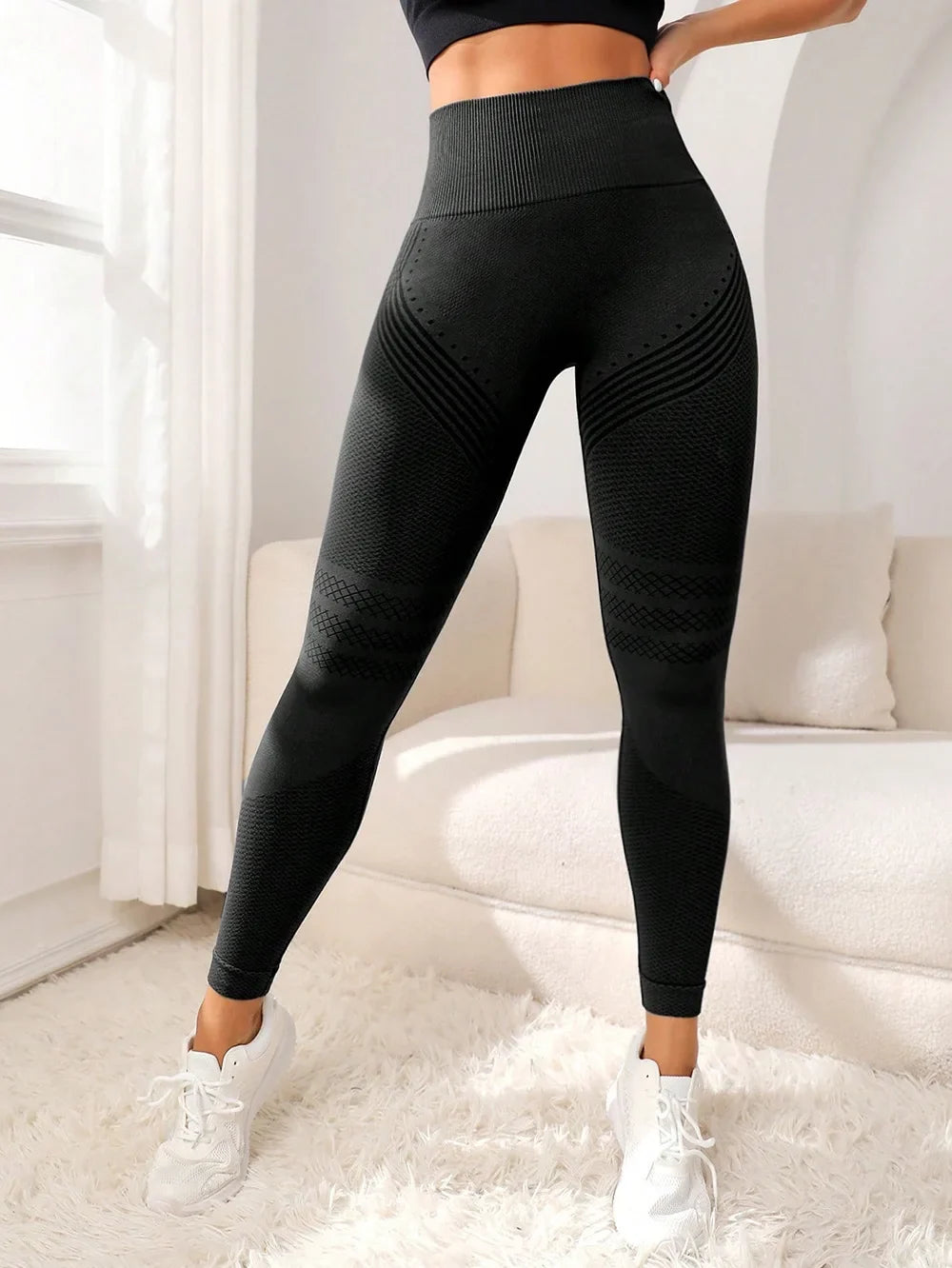High Waisted Athletic Leggings with Sculpturing Effect