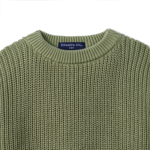 Classic Chunky Knit Baby Romper in Sage Green