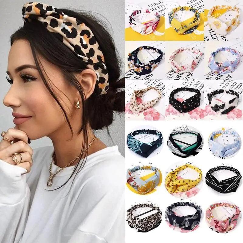 Luxury Women's Headband Vintage Cross Knot Elastic Hair Bands Soft Solid Hairband Girls Hair Accessories Floral Turban Bandanas Head Wrap